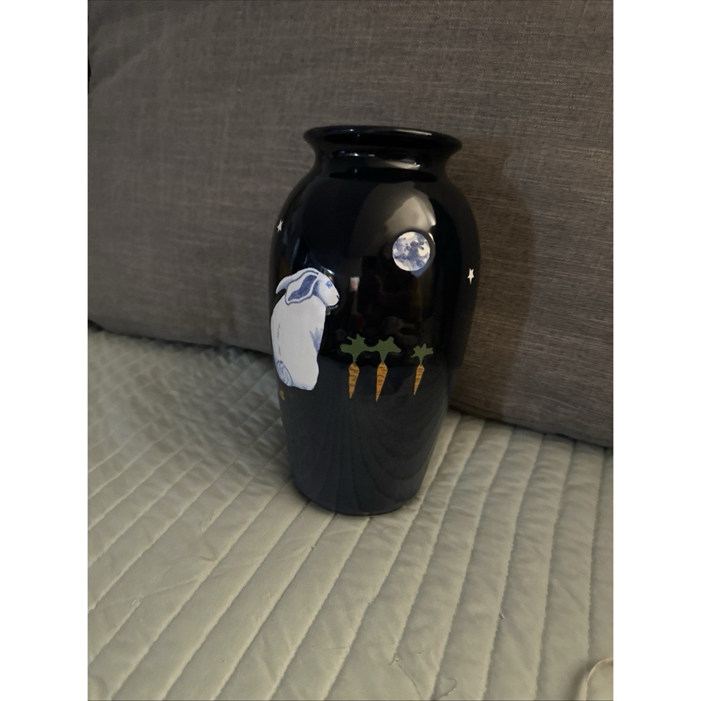 Karen Howell Rabbit Moon Pottery Vase 9¾"